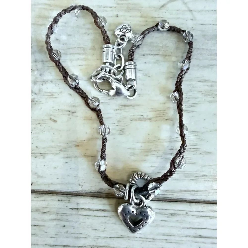 Brighton Bracelet – Silver Tone Braided Chain with Heart Charm!!